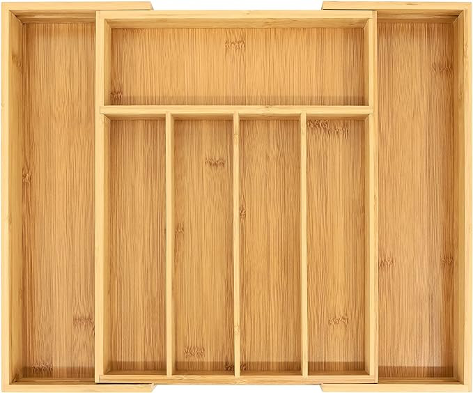 VaeFae Bamboo Drawer Organizer, Expandable Silverware Drawer Organizer, Cutlery Tray with Divider... | Amazon (US)