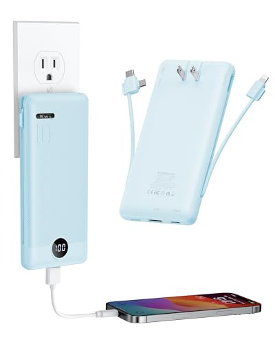 VRURC Portable Charger Power Bank - 10000mAh Fast Charging 22.5W USB Port Fast Charging Power Bank,4 Outputs Dual Inputs Slim Compact Rechargeable Battery Pack Travel Accessories-Blue(1 Pack) | Amazon (US)
