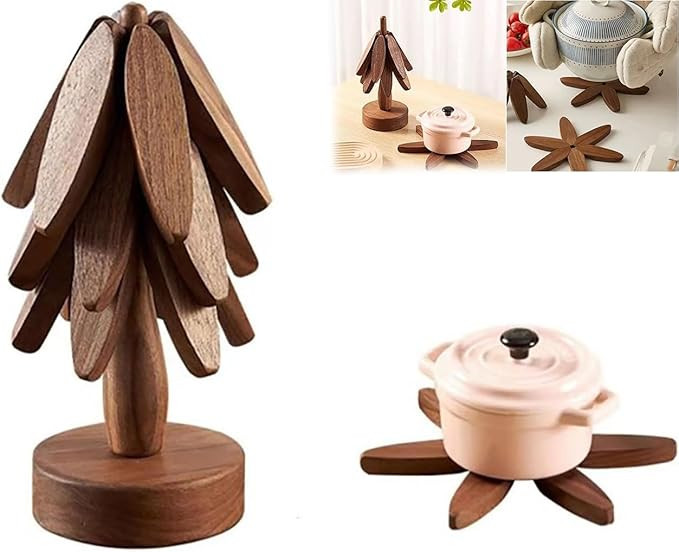 Wooden Tree Coaster，Wooden Tree Coaster for Hot Dishes,Tree Shape,Trivets for Hot Dishes,3 Wood... | Amazon (US)