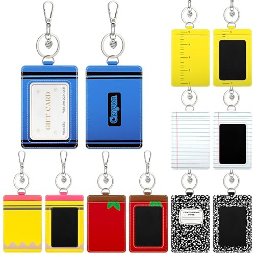 Liliaafar 6 Pcs Teacher Gift Cards Holder Teacher Appreciation Gifts Pencil Notebook Composition Book Crayons Theme Thank You Keychains for Back to School Graduation Teacher's Day Gifts | Amazon (US)
