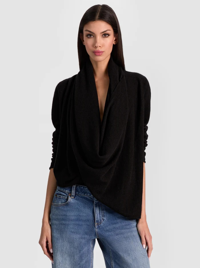 JULES CASHMERE DRAPED PULLOVER | Alice + Olivia