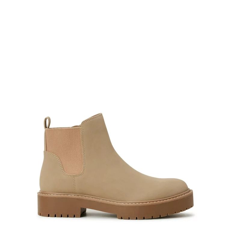 Time and Tru Women's Faux Suede Chelsea Boots with Lug Sole | Walmart (US)