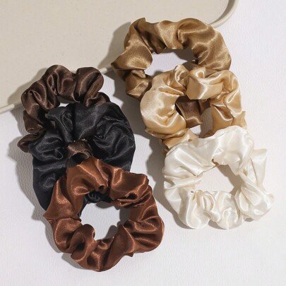 6pcs/8pcs Classic Black White Brown Scrunchie, Chic Scrunchies For Buns Accessories | SHEIN