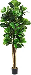 Goplus Fake Fiddle Leaf Fig Tree, 6FT Tall Artificial Tree Greenery Plants in Pots, Decorative Fa... | Amazon (US)