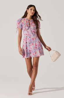 Floral Puff Sleeve Mini Dress | ASTR The Label (US)