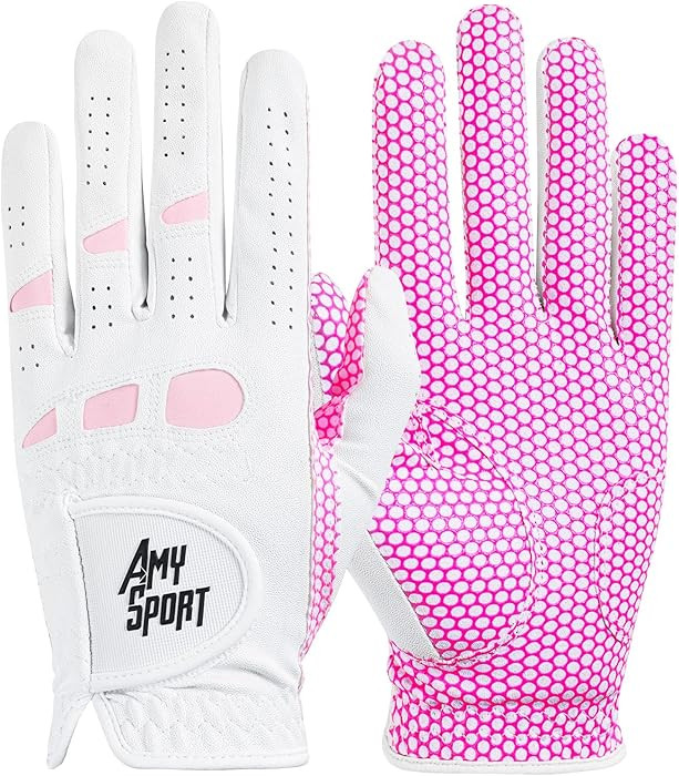 Amy Sport Golf Gloves Women Left Hand Right All Weather Rain Grip Value 2 Pack, Ladies Soft Pink ... | Amazon (US)
