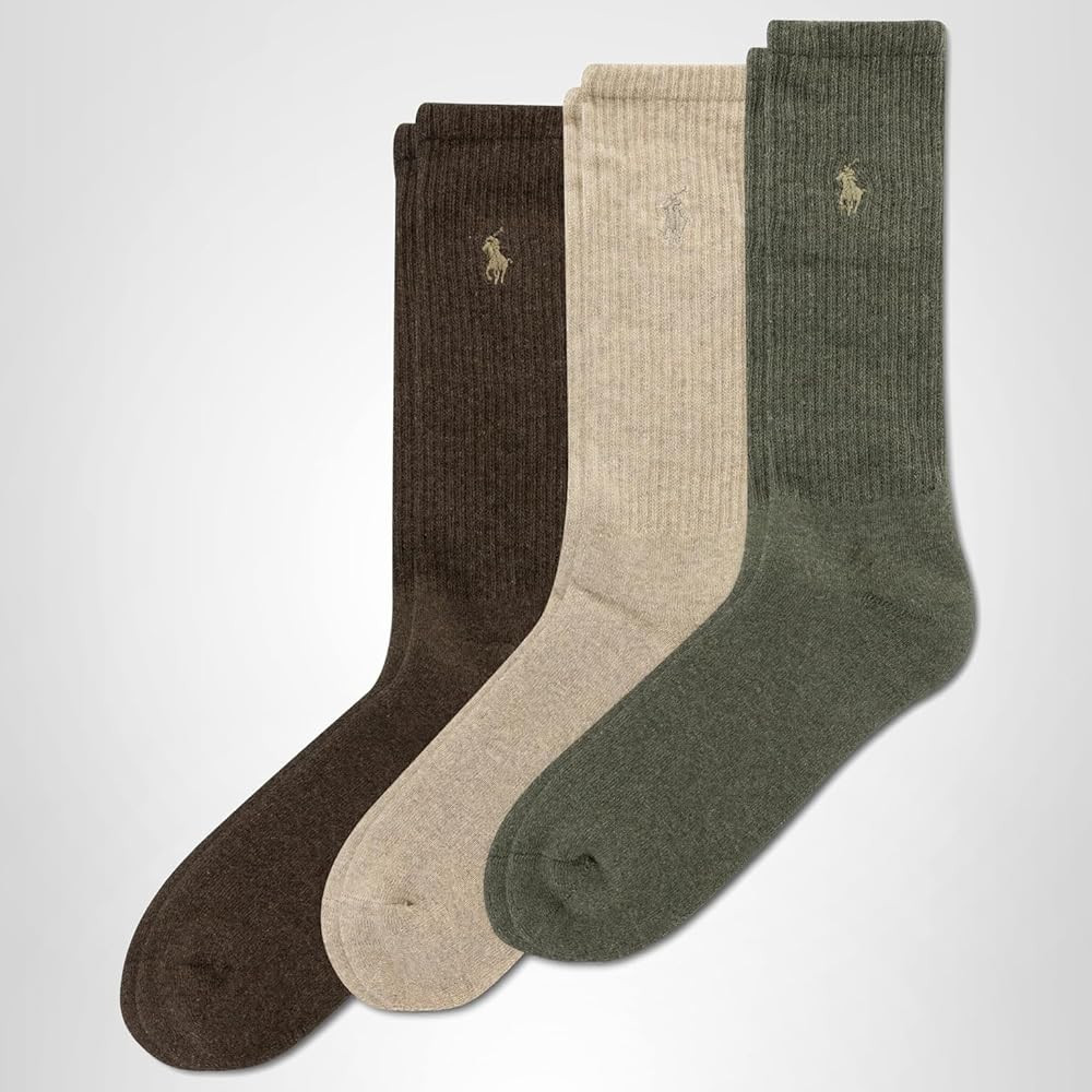 Polo Ralph Lauren Men's Ribbed Casual Crew Socks -3 Pair Pack- Cotton Comfort & Heel-toe Reinforc... | Amazon (US)