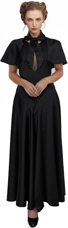 1930s Cocktail Dress Vintage Women's Evening Dress Gown with a Cape | Amazon (US)