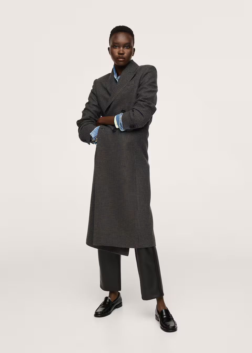 Checked wool-blend overcoat | MANGO (US)