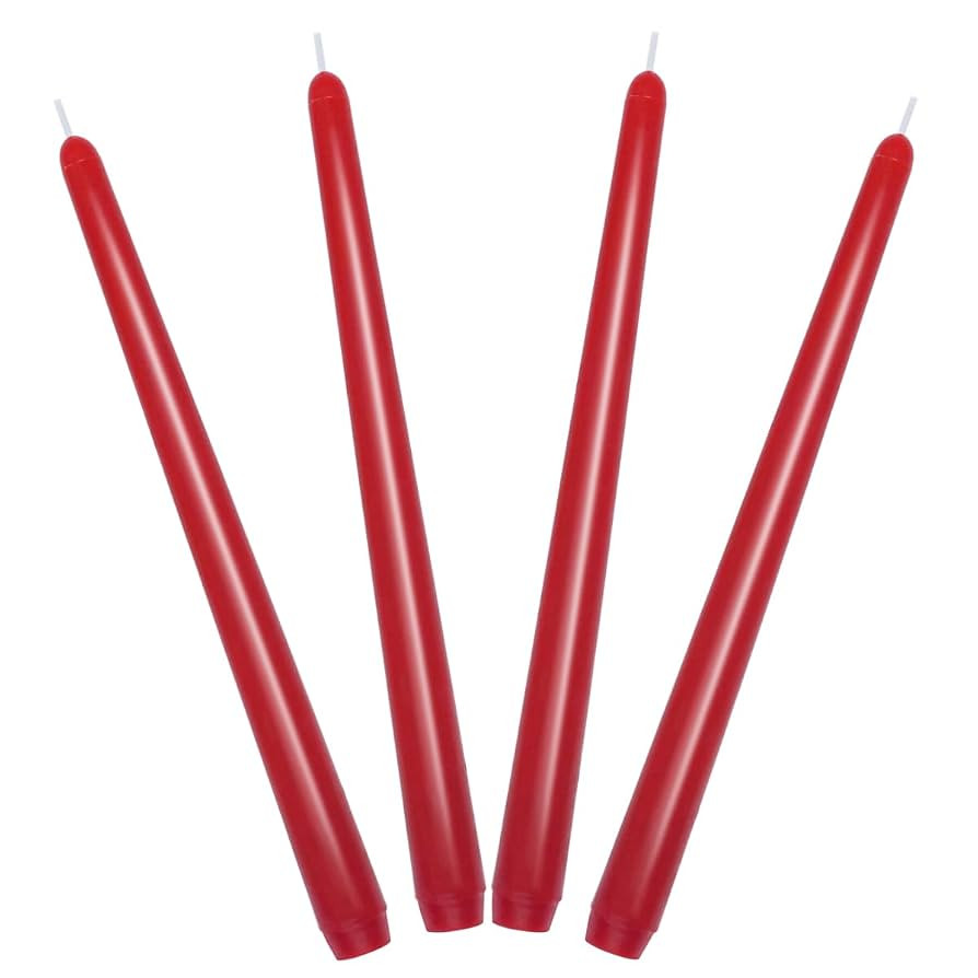 Set of 4 Red Burgundy Taper Candles, Unscented Dripless 10 Inch Tall Colored Candlesticks for Man... | Amazon (US)