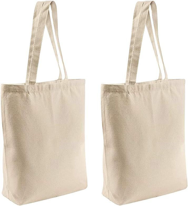 2 Pcs Reusable Canvas Tote Bags with Separate Packaging,Multi-purpose Blank Canvas Bags. | Amazon (US)