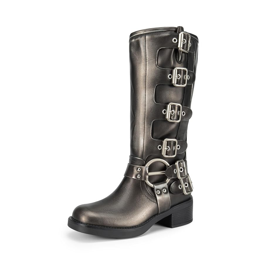 DREAM PAIRS Women's Knee High Riding Boots Side Zipper Motorcycle Boots Square Toe Chunky Heel Fa... | Amazon (US)