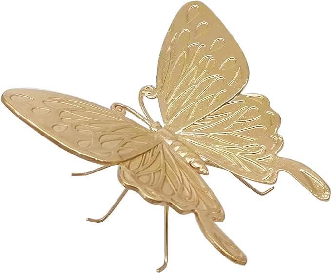 Gold Butterfly Sculpture Solid Metal Insect Ornament Mini Butterfly Figurine for Home Office Gard... | Amazon (US)