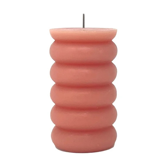 Mainstays Single Wick 3" x 5" Bubble Pillar Candle, Unscented, Pink | Walmart (US)