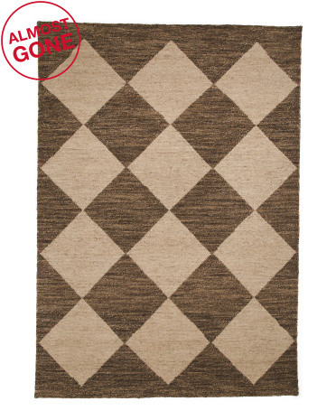 Wool Blend Hand Knotted Checkerboard Area Rug | TJ Maxx