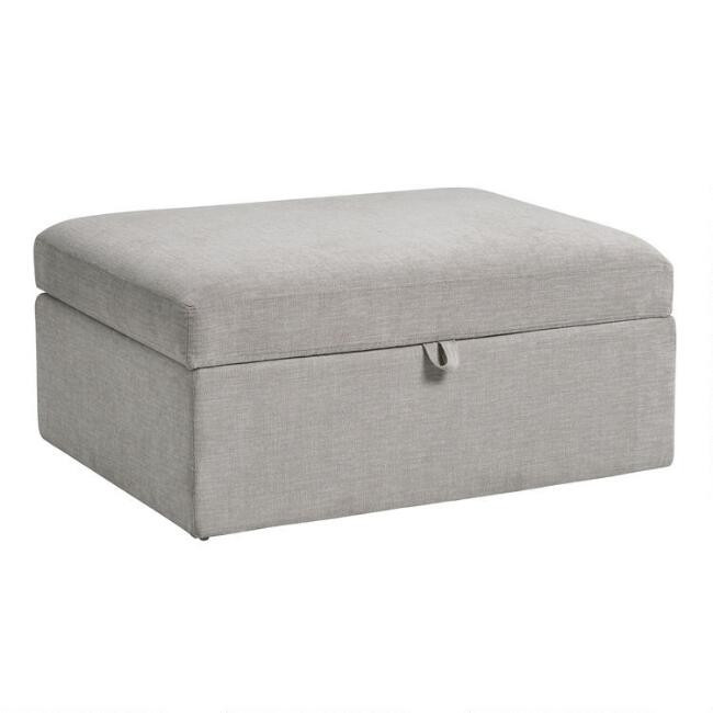 Gray Emmett Modular Sectional Storage Ottoman | World Market