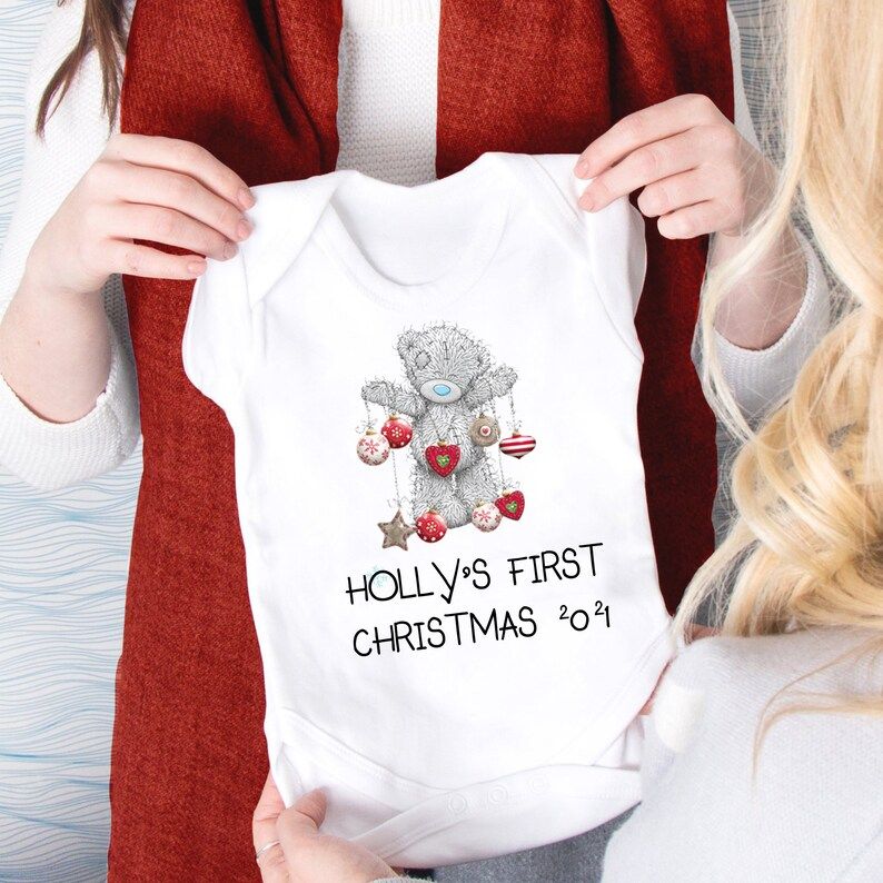 Personalised Christmas Sleepsuit for baby girl, tatty teddy Babies First Christmas Babygrow, My 1... | Etsy (US)