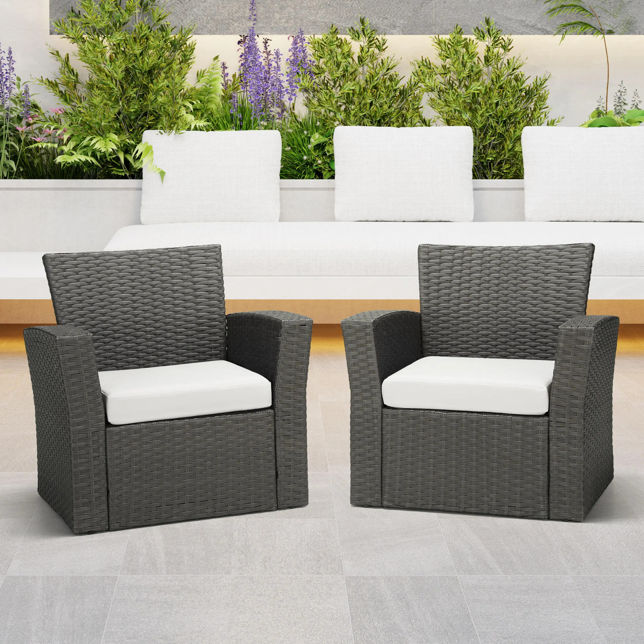 Westin Furniture Color Stay Outdoor Seat Cushion (Set of 2), White | Ashley