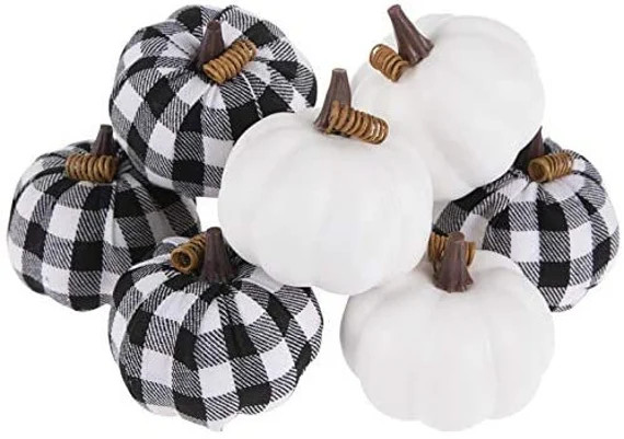 8 Mini Black And White Buffalo Check Pumpkins Fall Autumn Home | Etsy | Etsy (US)
