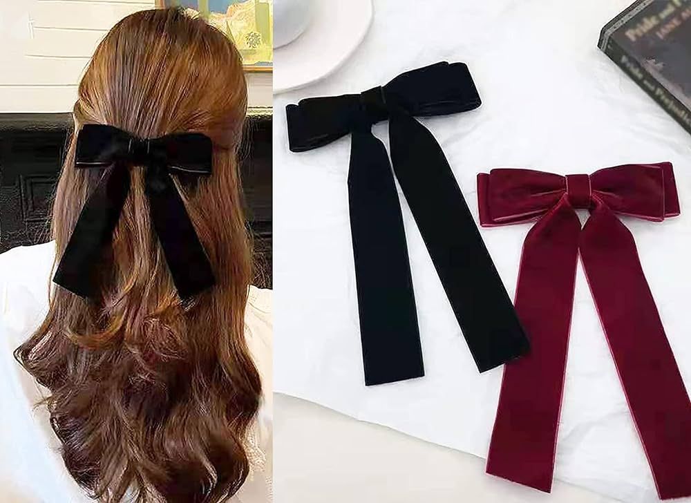 2PCS Velvet Hair Bows Christmas Decorations for Women Girl, Back to School Gifts Headdress Decor,... | Amazon (US)