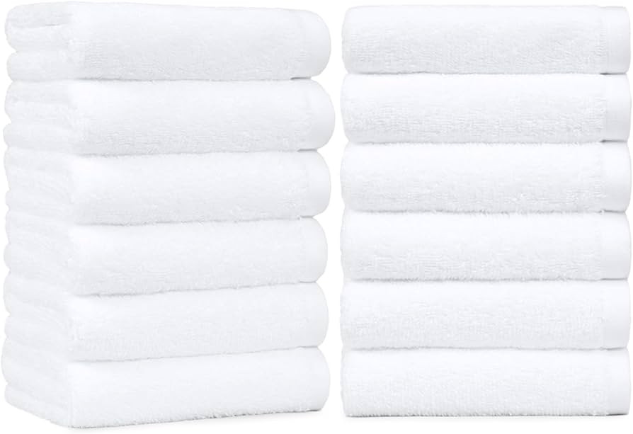 Amazon Basics Soft and Thick Cotton Hand Towels for Bath, Kitchen, Gym, 16 x 26 in, White, 12-Pac... | Amazon (US)