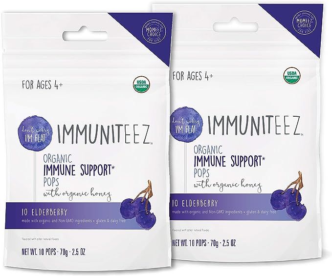 Lolleez, Immuniteez Organic Immune Support Pops with Honey for Kids Elderberry Flavor 10ct.5 Ounc... | Amazon (US)