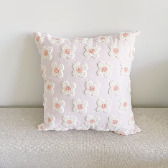 Pink Flower Pillow/pink Floral Pillow Cover/lovely Throw - Etsy | Etsy (US)