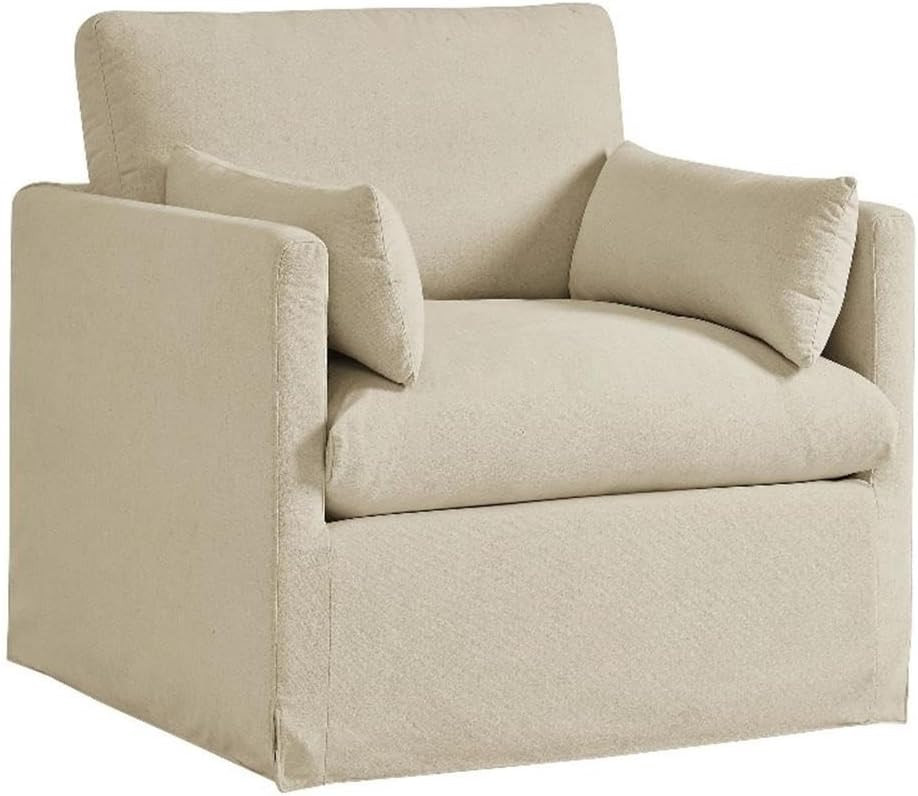 Modway Wellfleet Linen-Blend Slipcovered Armchair in Linen – Upholstered Fabric Accent Chair with Down Blend Cushion and Throw Pillows | Amazon (US)