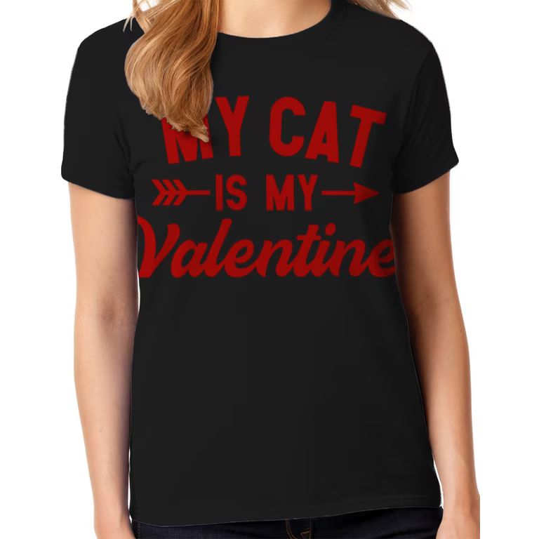Graphic America Valentine's Day Dogs & Cats Animal Holiday Love Women's Graphic T-Shirt Collectio... | Walmart (US)