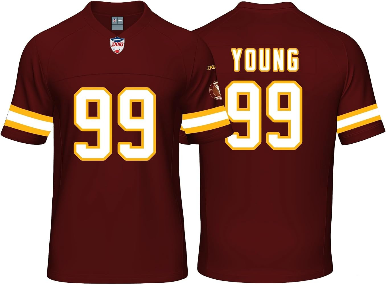 Mens/Women/Youth/Kid Football Stitched T-Shirt Burgundy/White/Black | Amazon (US)