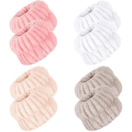 4 Pairs Wrist Spa Washband Microfiber Wrist Wash Towel Band Wristbands for Washing Face Absorbent Wr | Amazon (US)