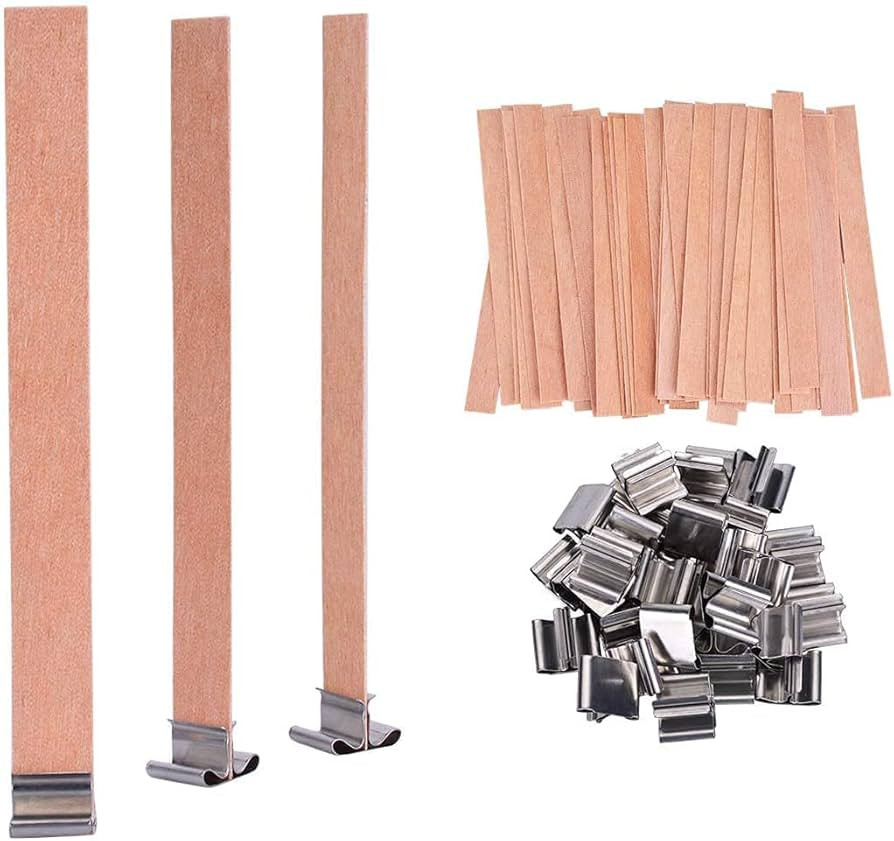 PXBBZDQ 100 PCS Wood Wicks for Candles Making 0.5" X 5.9" Crackling Wooden Candle Wick for Soy Ca... | Amazon (US)