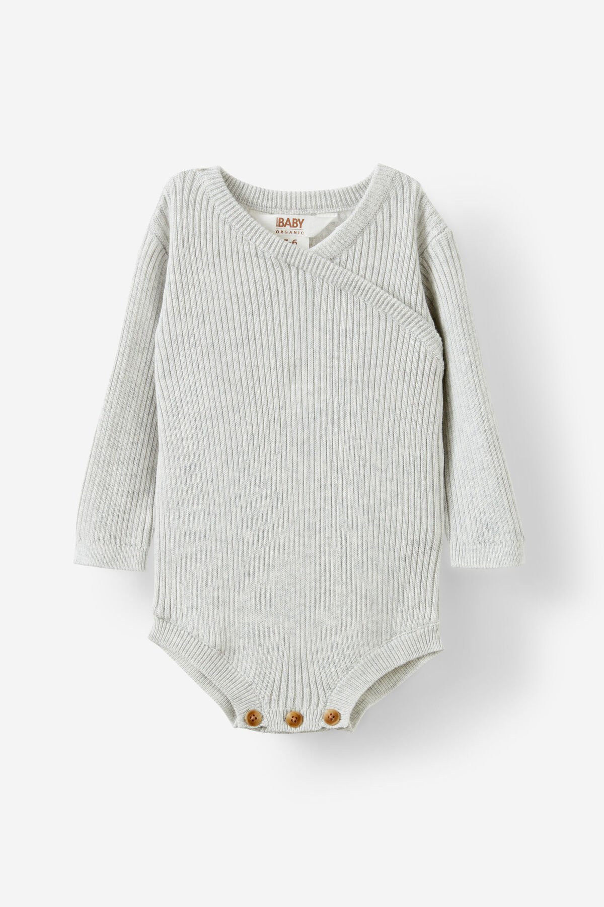 Organic Rib Knit Cross Over Tie Bubbysuit | Cotton On (US)