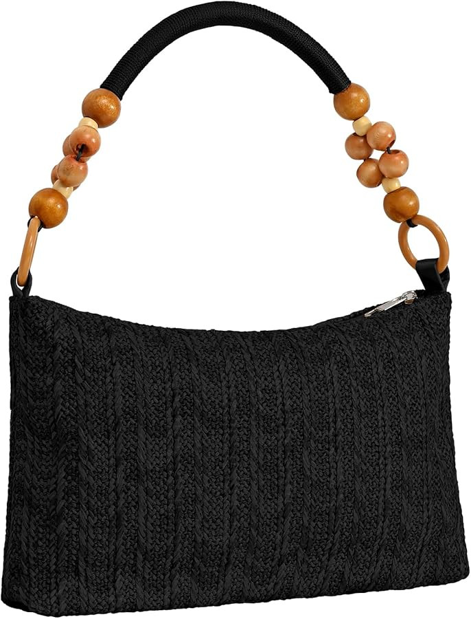 Straw Beach Bag for Women Shoulder Bag Straw Purse, Women Summer Handbag | Amazon (US)
