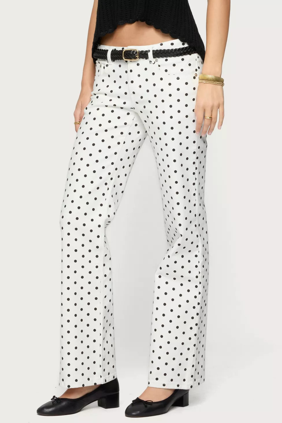 Edikted Romily Polka Dot Low Rise Jeans | Urban Outfitters (US and RoW)