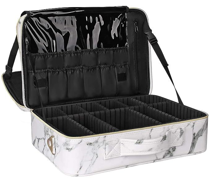 Relavel Makeup Train Case Cosmetic Organizer Make Up Artist Box Large Size with Adjustable Should... | Amazon (US)