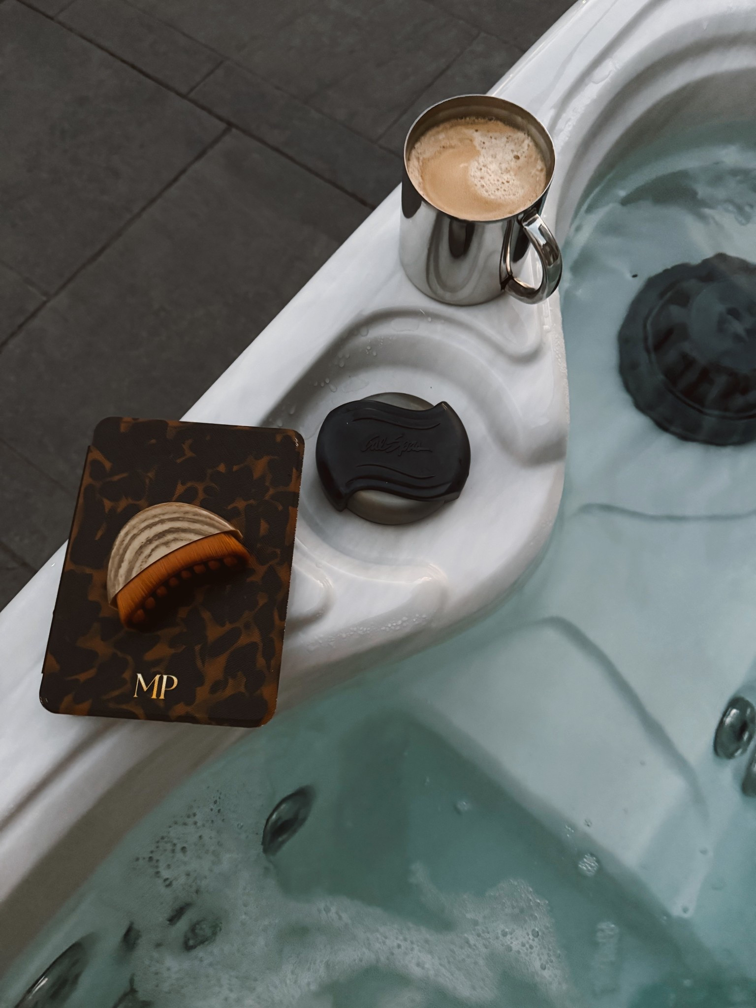 Morning hot tub time reading and facial depuffing 

#LTKgrwm #LTKmorningroutine #LTKselfcare