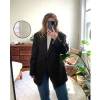 Vintage Blazer, Dark Brown Dad Blazer, Oversized Granddad Boyfriend Herringbone Chic | Etsy (US)