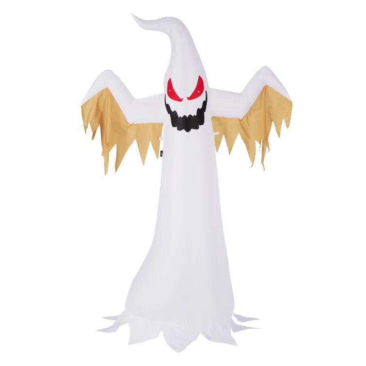 Halloween Inflatable LED White Ghost With Red Eyes | Wayfair North America