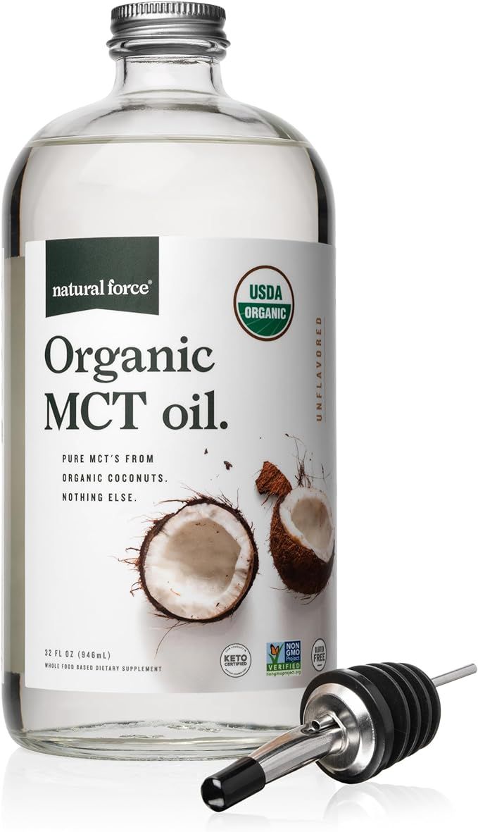 Natural Force Organic MCT Oil – Pure Glass Bottle – Made from 100% Cold Pressed Virgin Coconu... | Amazon (US)