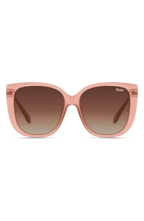 Quay Australia Ever After 54mm Polarized Gradient Square Sunglasses in Milky Pink /Brown at Nordstro | Nordstrom