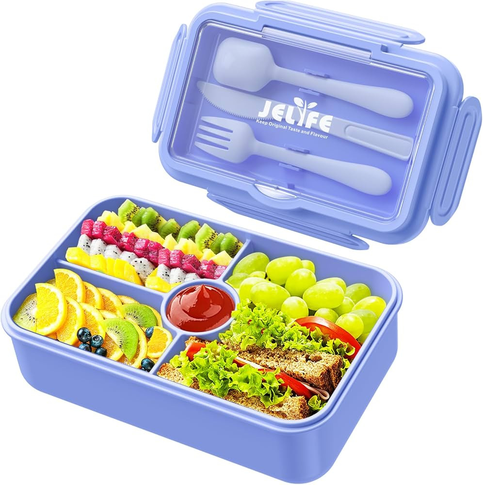 Jelife Bento Lunch Box for Kids - Large Bento-Style Leakproof Bento Boxes with 4 Compartments Lun... | Amazon (US)