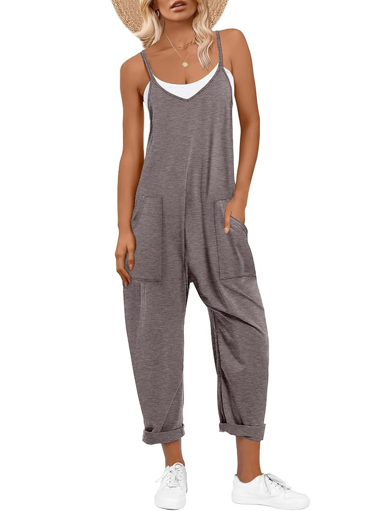 ANRABESS Jumpsuits for Women Casual Summer Overalls Sleeveless Spaghetti Strap Romper Jumpers Tre... | Amazon (US)