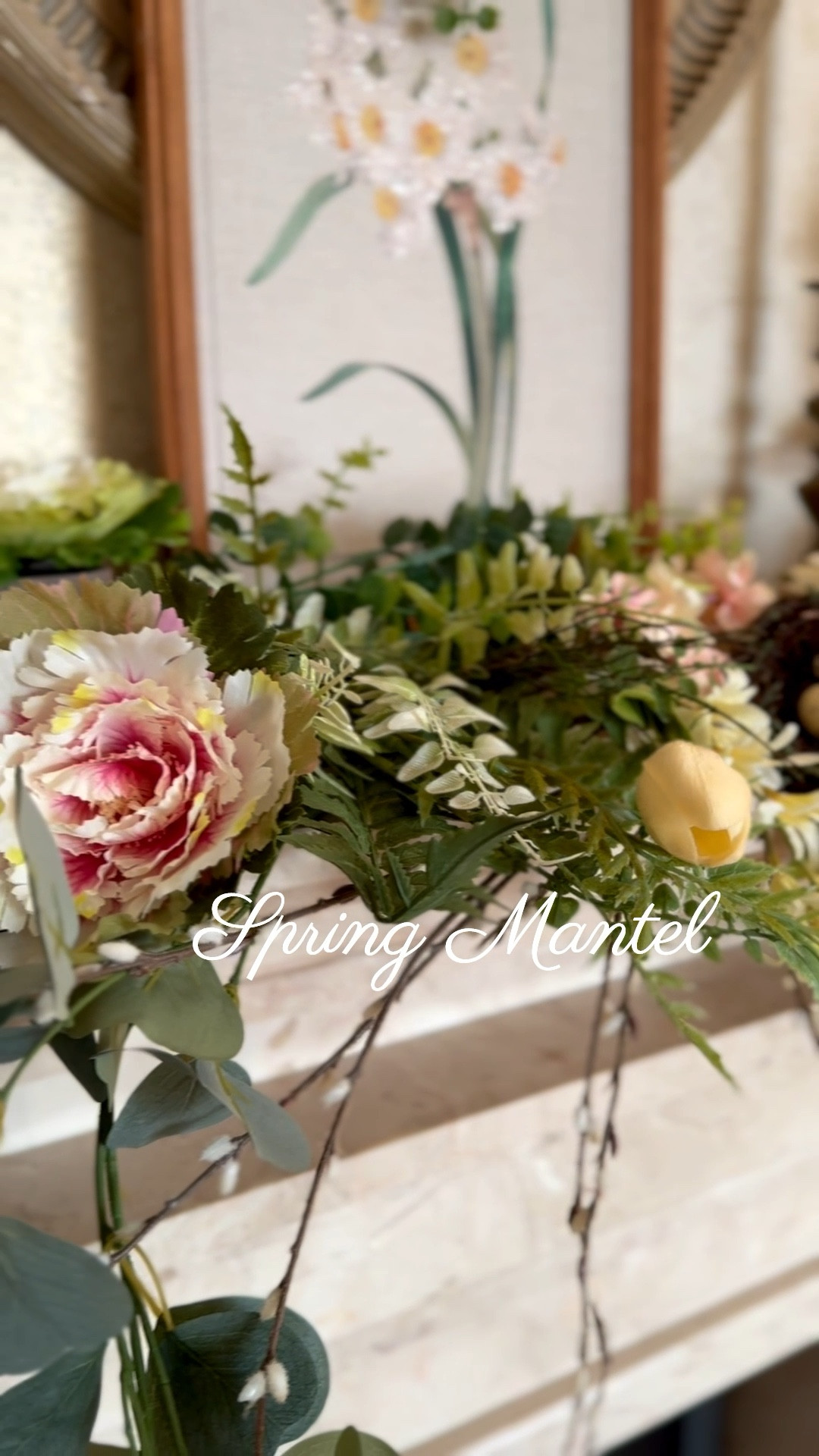 Spring mantel decor, Easter decor, faux tulips, decorative cabbage, @Michaels faux spring flowers, living room mantel 

#LTKspring #LTKSaleAlert #LTKHome