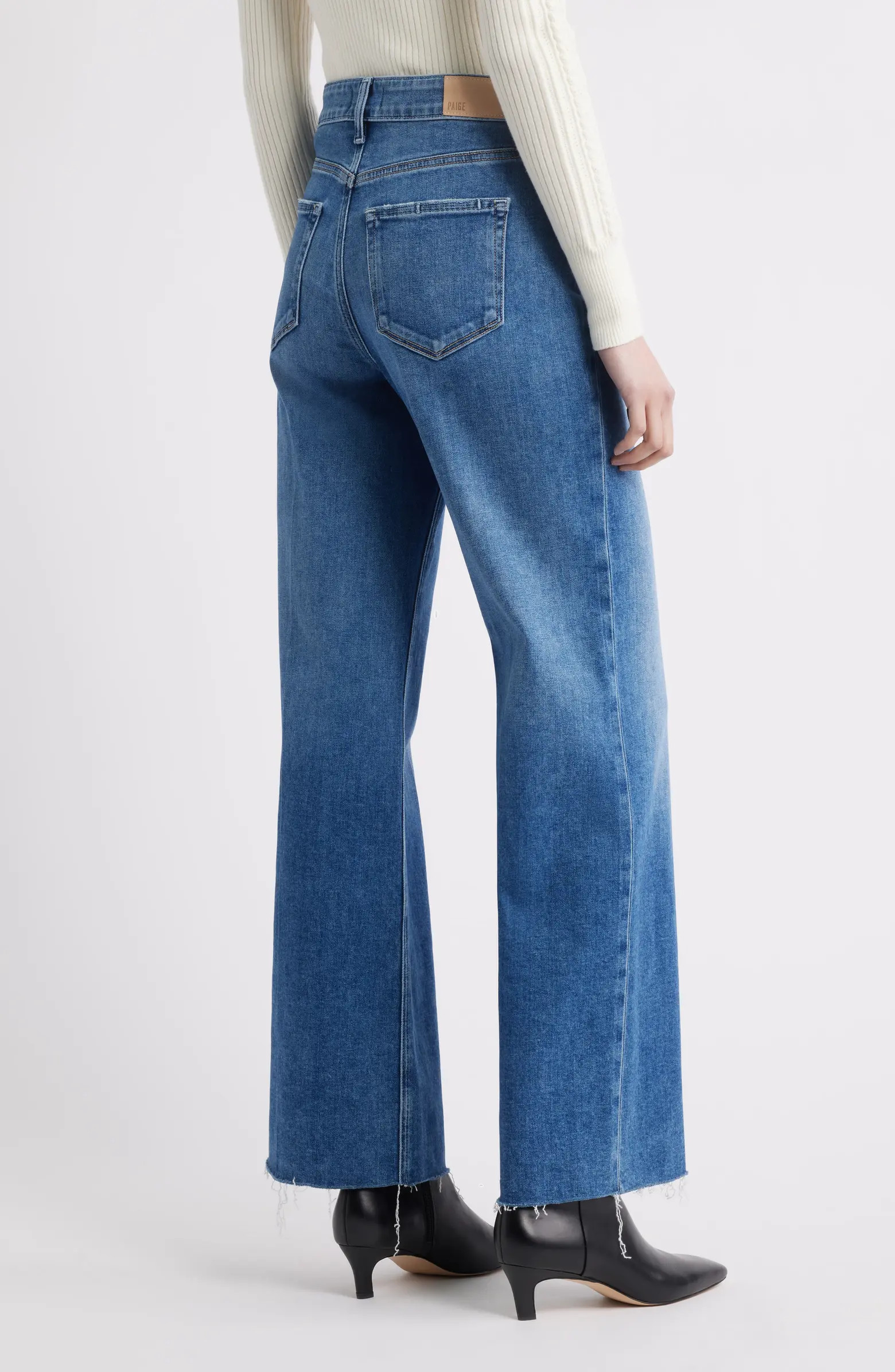 PAIGE Anessa High Waist Raw Hem Wide Leg Jeans | Nordstrom | Nordstrom