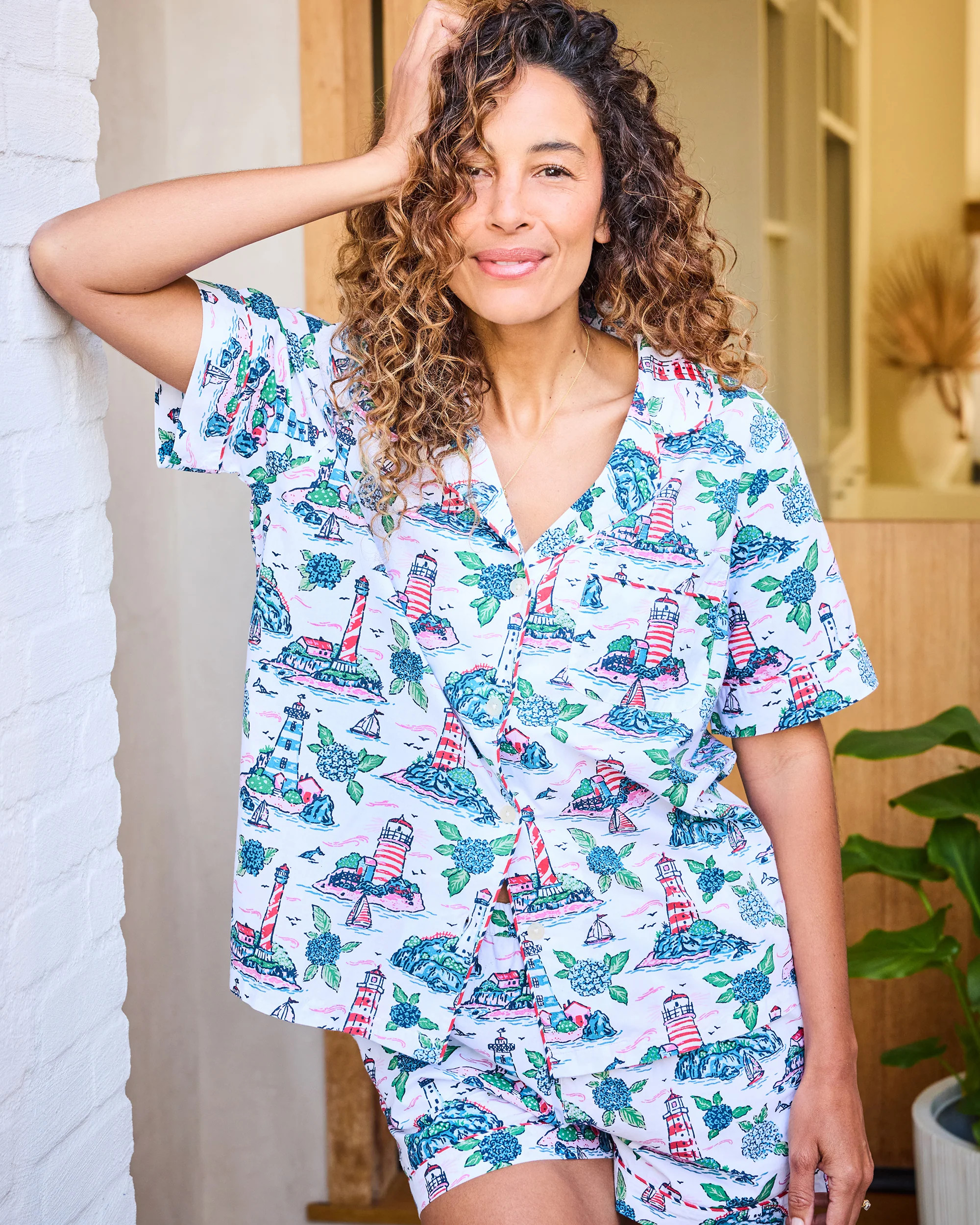 Lighthouse Keeper - Women's Organic Cotton Short PJ Set - Cloud | Printfresh