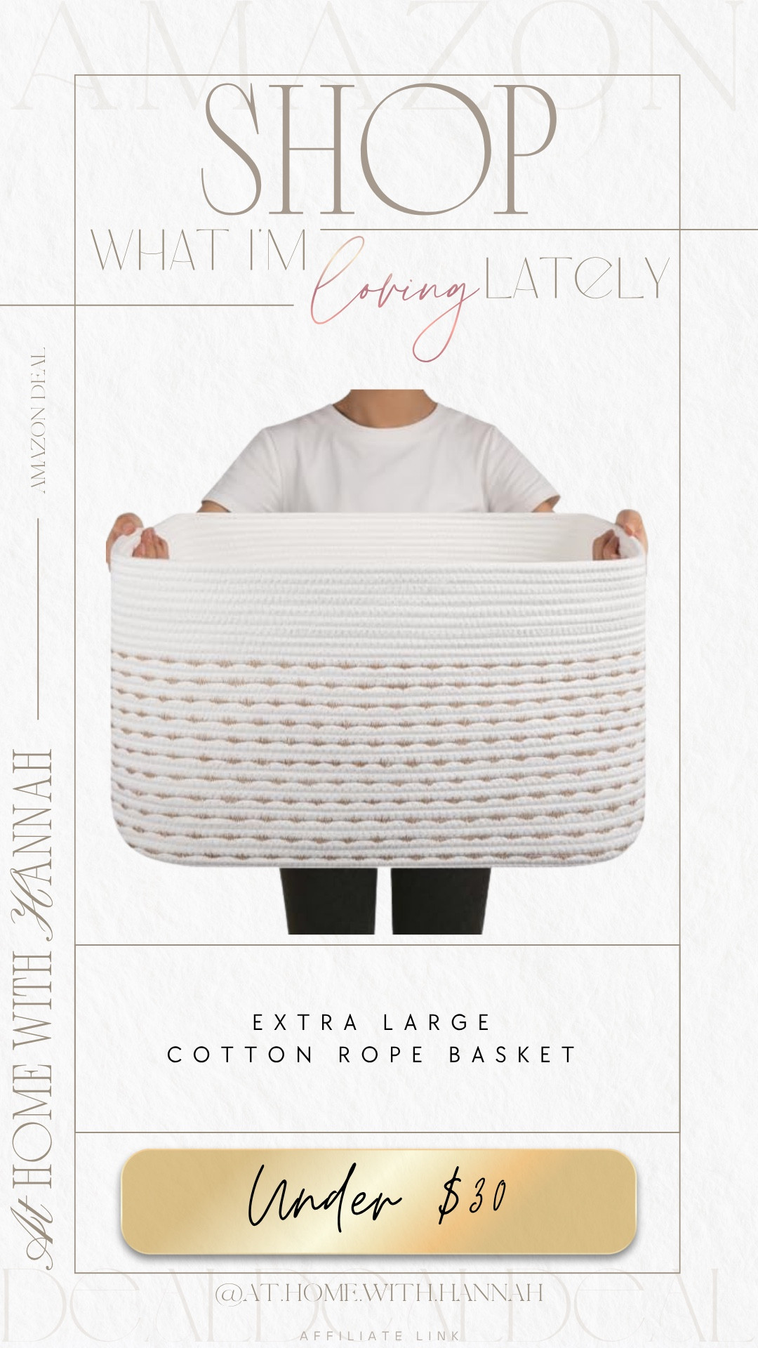 Amazon Home Finds • Cotton Rope Basket • Storage Basket Deal

This extra large cotton rope basket is under $30 and such a good Amazon home find for hiding all the things while still looking pretty sitting out.

If you’re shopping for cotton rope baskets, large storage baskets, blanket baskets, toy storage, living room storage, nursery storage, laundry basket, Amazon home organization, and neutral home finds, this one is such an easy add.

Perfect for blankets, pillows, toys, laundry, or that random pile that needs to look intentional in about five seconds.

Everything is linked here 🤍

#AmazonHome #HomeOrganization #StorageBasket #AmazonFinds #NeutralHome

#LTKSaleAlert #LTKHome