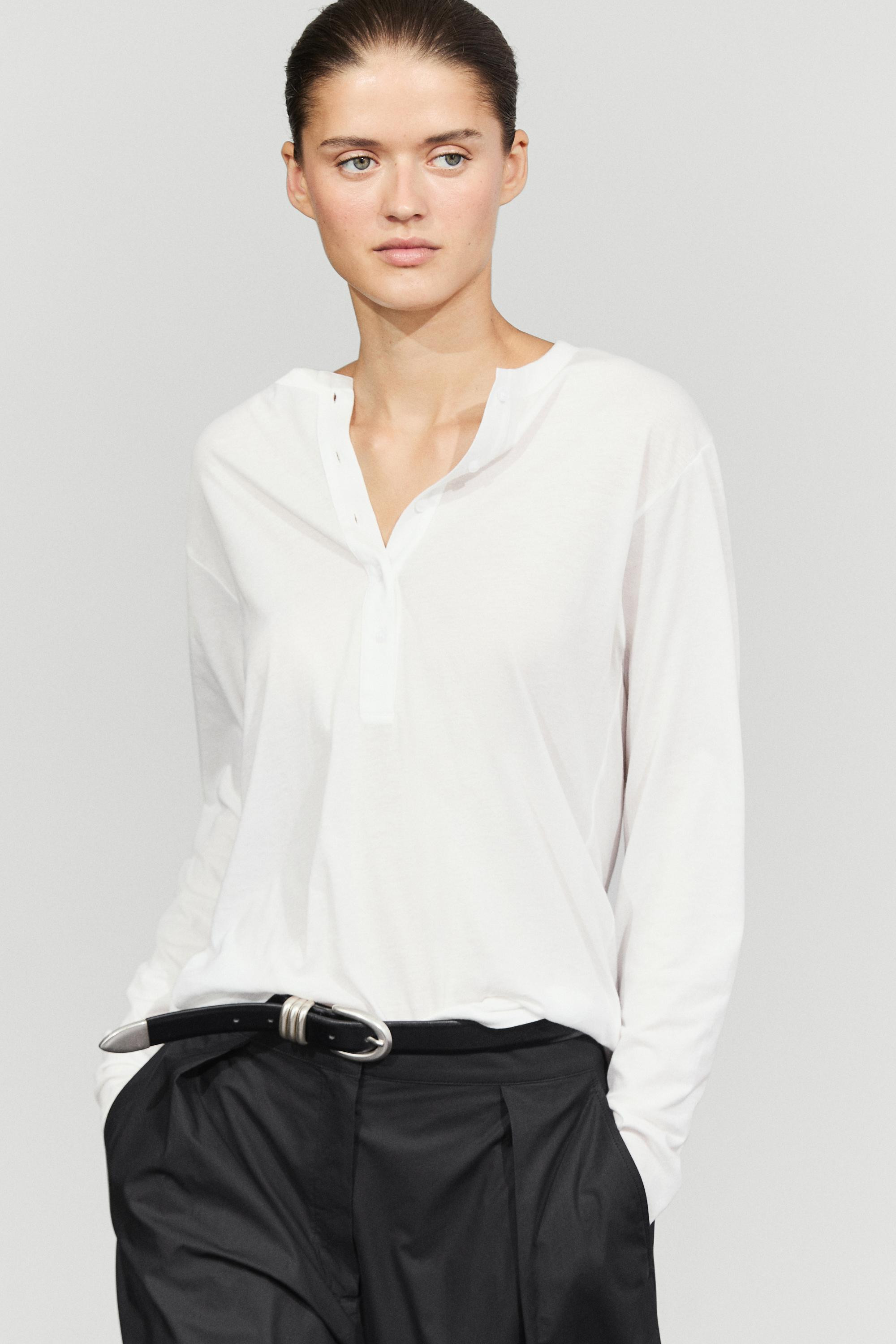 Long sleeve henley T-shirt | Massimo Dutti US