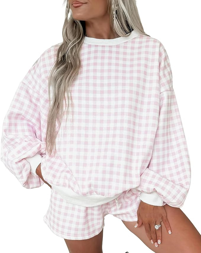 SELINK Women 2 Piece Outfits Sweatsuit Casual Pullover and Shorts Sets | Amazon (US)