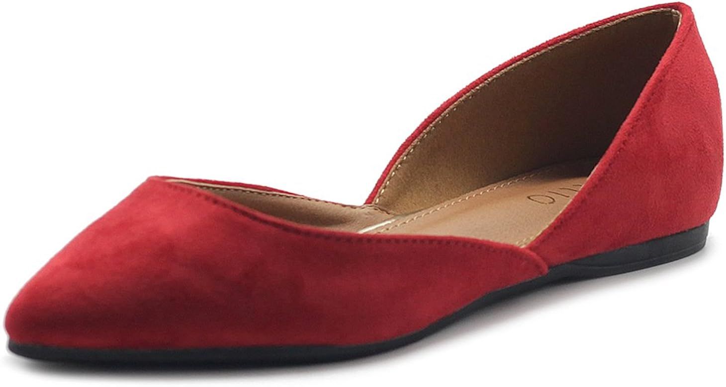Ollio Women's Shoes Faux Suede Slip On Comfort Light Pointed Toe Ballet Flat | Amazon (US)
